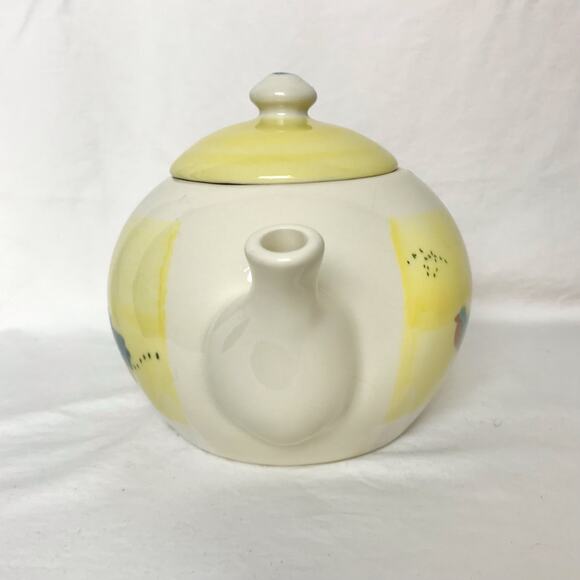 VTG Hartstone Birdhouse Yellow Spring Birds 1989 Ceramic Teapot With Lid USA - Picture 3 of 11